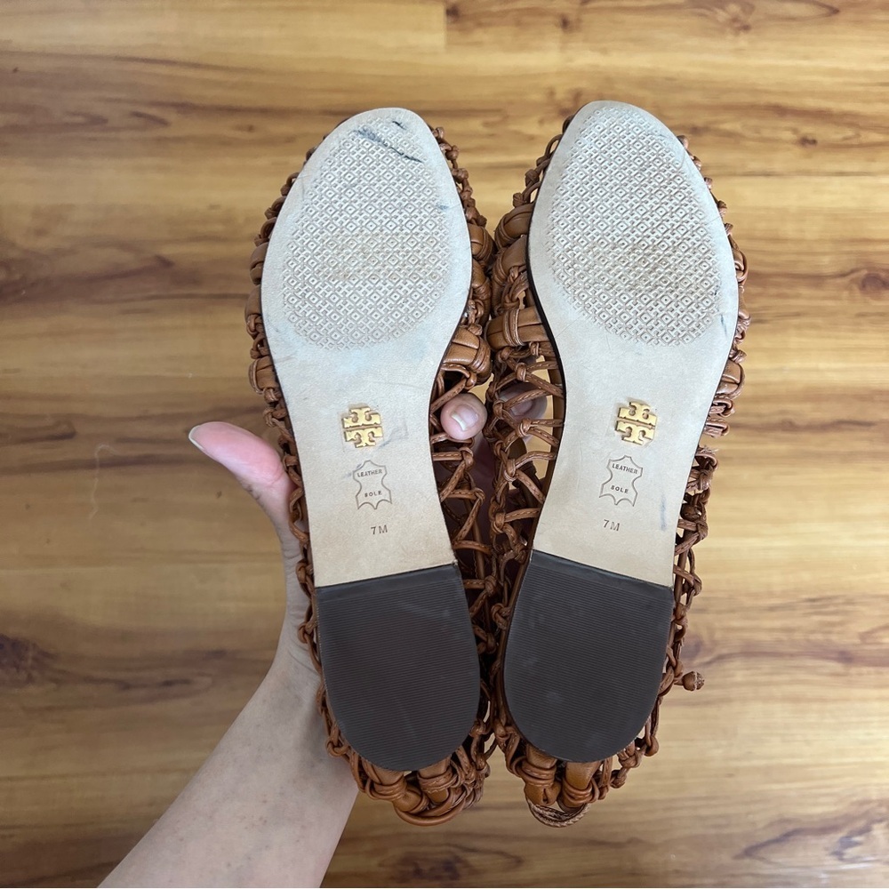 Tory Burch Brown Woven Lace-Up Flat - Picture 5 of 5